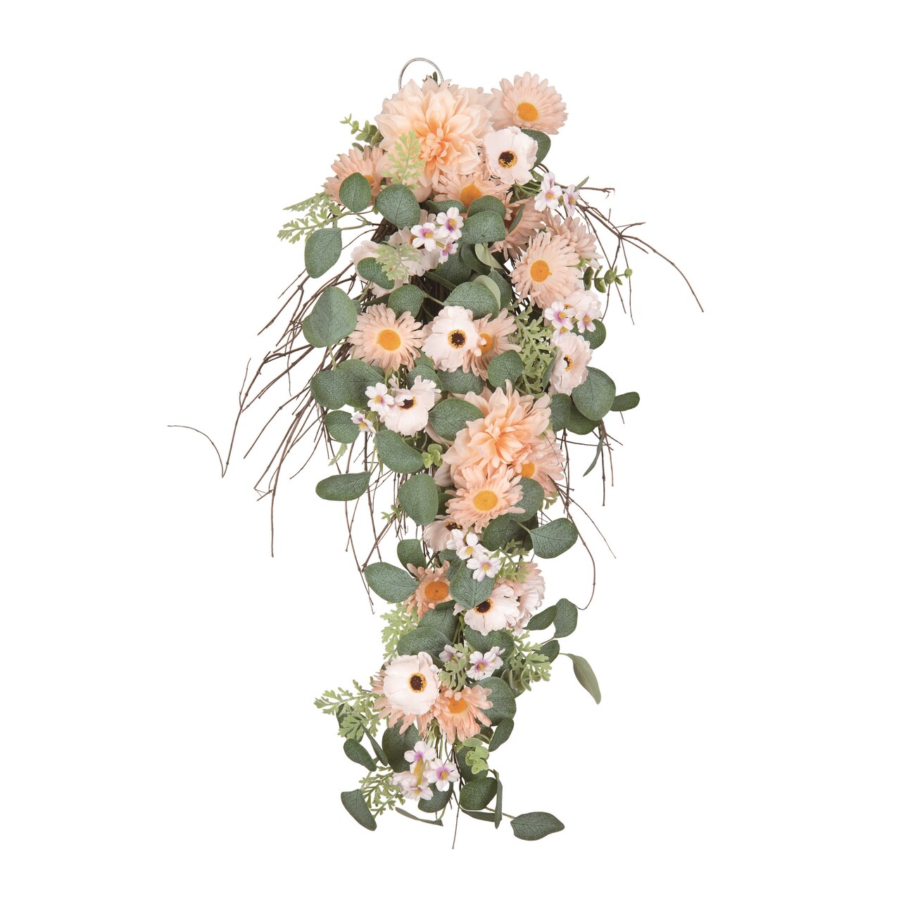 Transpac 31 Inch Multicolor Spring Eucalyptus Daisy Drop Artificial Swag for Home Decor